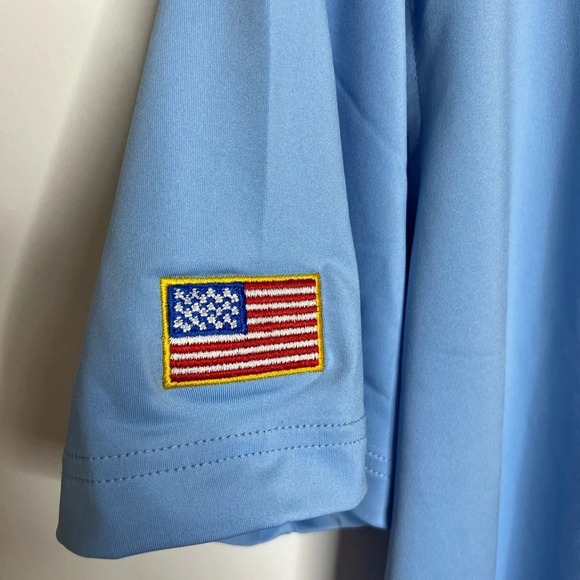 Peter Millar - Blue Polo Golf Shirt - Timber Tech Cup - size large NWT - Picture 2 of 15